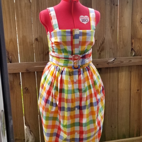 Christopher John Rogers X Target rainbow couture pinup Plaid pride retro dress - Picture 5 of 6